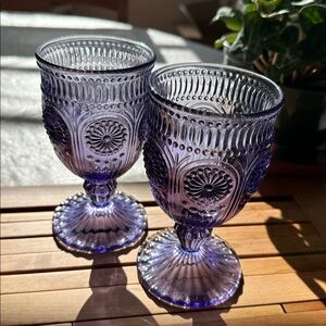 2 Purple Ornate Godinger Modern Vintage Goblets